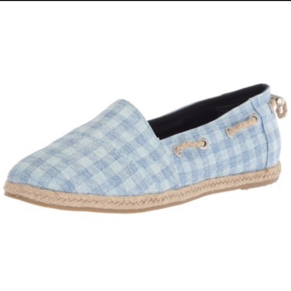 Nautica Light Blue and Cream Gingham Espadrille Flats